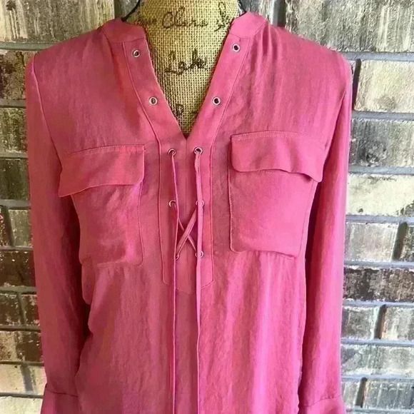 NWOT A.N.A women’s sheer peach long sleeve top size PM - Picture 6 of 13